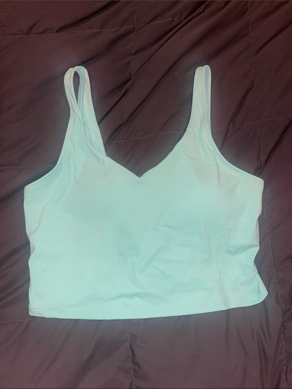 Light Aqua Athletic Crop Top with Built in Bra